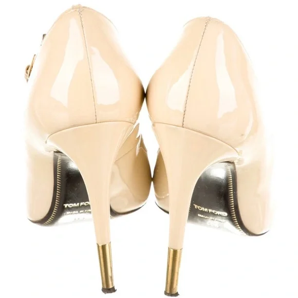 Tom Ford Nude Patent Padlock Leather Heels, SZ:9.5 US/39.5 EU - Picture 5 of 8